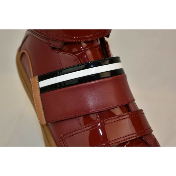 NIB BALLY HERICK RED PATENT LEATHER HI TOP STRIPE LOGO SNEAKERS 8 US 41 main image 8